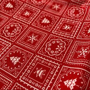 Reversible table runner red and white holiday Christmas and Valentine pattern
